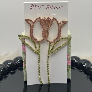 Betsey Johnson Pink and Gold Easter Tulip Earrings
